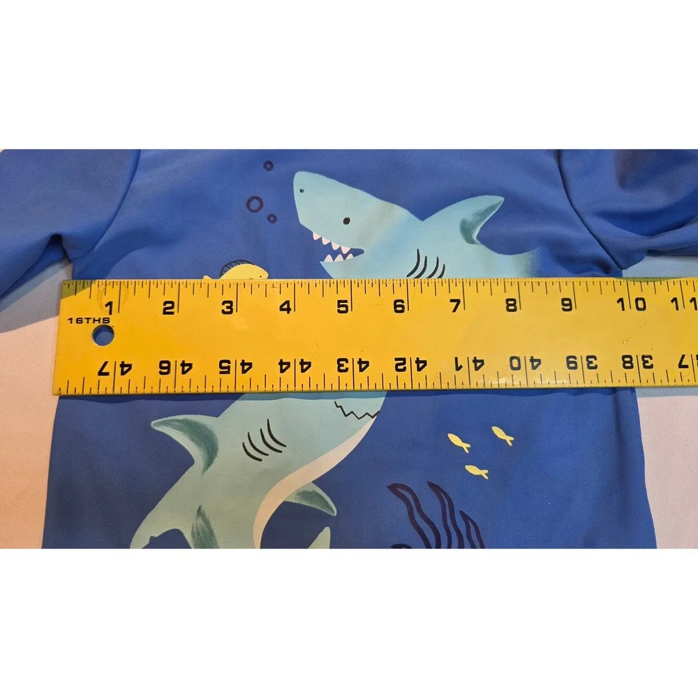 Carter's Just One You Blue Shark Long Sleeve Rash Guard Swim Top 12M
